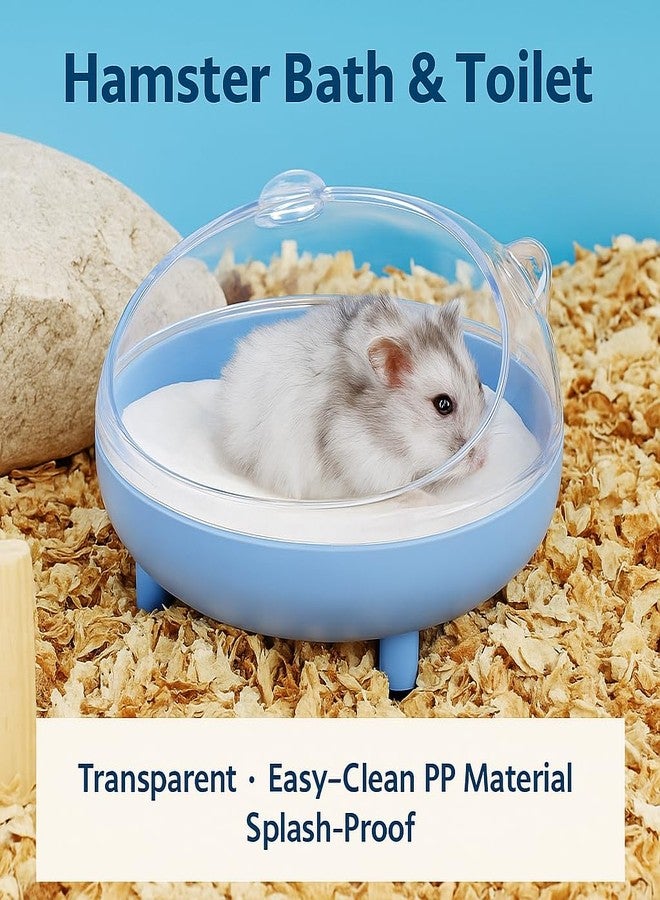 حوض هامستر شفاف من VAYINATO®، قطعة واحدة، قاعدة مانعة للانزلاق - تصميم دائري بأربعة أرجل للهامستر والحيوانات الأليفة الصغيرة | دش صغير مقاوم للرذاذ للحيوانات الأليفة بتصميم قابل للإزالة - Image 2